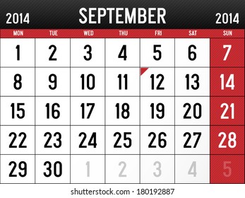 Calendar for September 2014