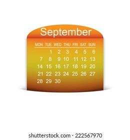 Calendar September 2015. Vector illustration 