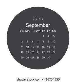 Calendar September 2016 vector design