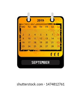Calendar September 2019 in flat style. Vector illustration