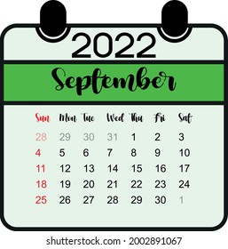Calendario Septiembre de 2022 semana de inicio domingo.
