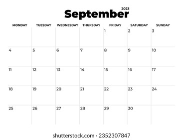 calendar september 2023 start from monday