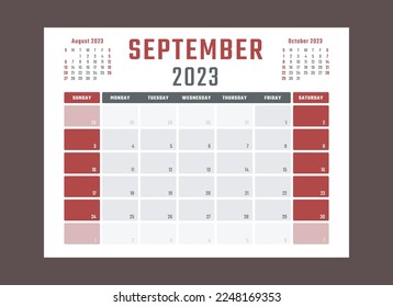 calendar for september 2023 starts sunday, vector calendar design september 2023 year