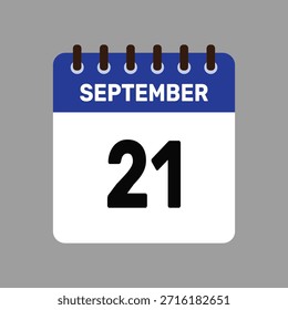 Calendario con recordatorio de Vector de iconos del 21 de septiembre para fechas límite importantes y eventos especiales esta temporada de otoño
