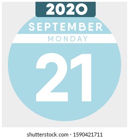 Calendar, September 21st, 2020. Blue color