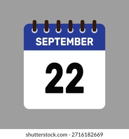 Kalender mit 22. September-Icon-Vektorerinnerung für wichtige Termine und besondere Veranstaltungen in dieser Herbstsaison