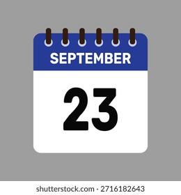 Calendario con recordatorio de Vector de iconos del 23 de septiembre para fechas límite importantes y eventos especiales esta temporada de otoño