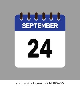 Calendario con recordatorio de Vector de iconos del 24 de septiembre para fechas límite importantes y eventos especiales esta temporada de otoño
