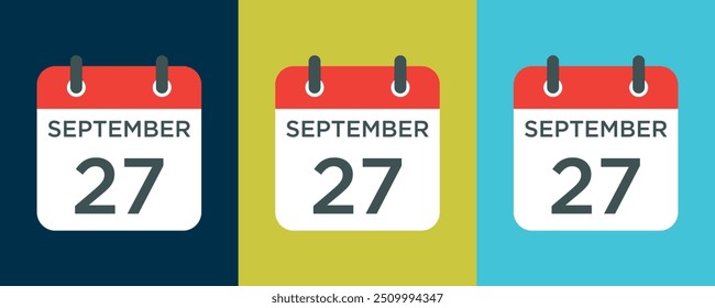 calendar - September 27 icon illustration isolated vector sign symbol