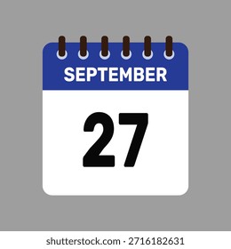 calendar with september 27 icon vector reminder for important deadlines and special events this autumn season