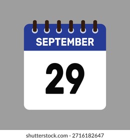 Calendario con recordatorio de Vector de iconos del 29 de septiembre para fechas límite importantes y eventos especiales esta temporada de otoño