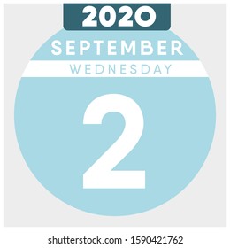 Calendar, September 2nd, 2020. Blue color