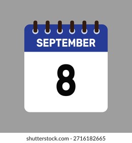 calendar with september 8 icon vector reminder for important deadlines and special events this autumn season