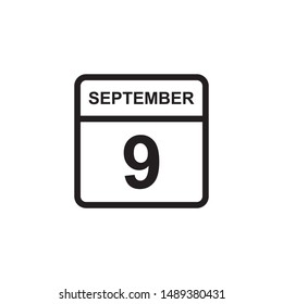 calendar - September 9 icon illustration isolated vector sign symbol