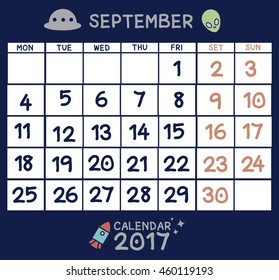 calendar september, illustration and vector