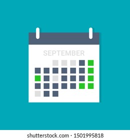 calendar september month icon in flat style isolated. Vector Symbol illustration.