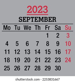 calendar of september mountly 2023 icon vector editable and isolated on background