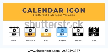 Calendar september pack of icons. vector illustration.