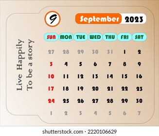 The Calendar of September With Theme live happily to be a story
