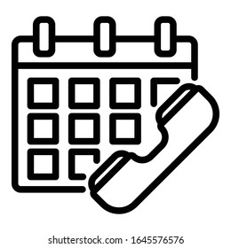 Calendar service center icon. Outline calendar service center vector icon for web design isolated on white background