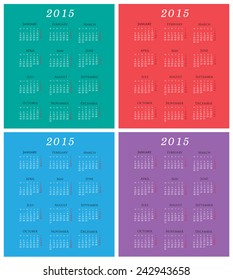 Calendar set 2015.Color calendar vector.