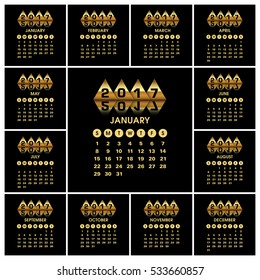 Calendar set of 2017 vector.
