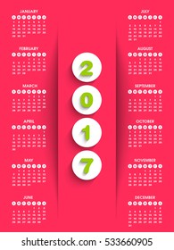 Calendar set of 2017 vector.