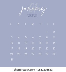 the calendar set for 2021