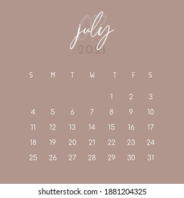 the calendar set for 2021