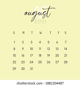 the calendar set for 2021