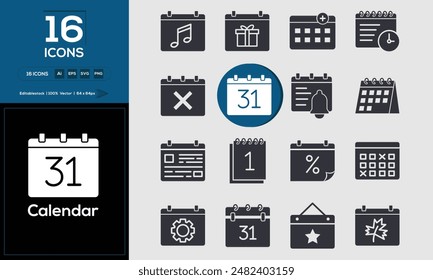 Calendar Set of high-quality icons that are suitable for any project. And change your next projects with minimalist icon design, perfect for websites, mobile apps, books, social media, infographics.
