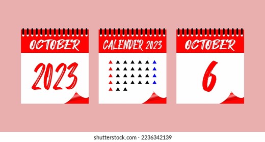 Kalendersatz-Symbol  Oktober 2023. Tage des Jahres. Schild für Vektorgrafik. Datum des Ereignisplans Termine für Sitzungen Agenda-Plan. Planer Tagebuch im minimalistischen Stil.
