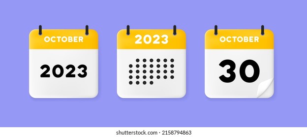 Calendar set icon. Calendar on a blue background with thirty october, 2023, 30 number text. Reminder. Date menegement concept. Vector line icon for Business and Advertising