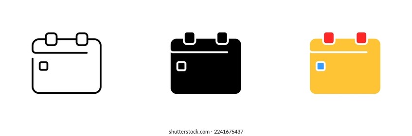 Calendar set icon. Time management, planned trips, birthdays, weekends, black friday, sale day, reminder, add an event. Punctuality concept. Vector icon in line, black and colorful style