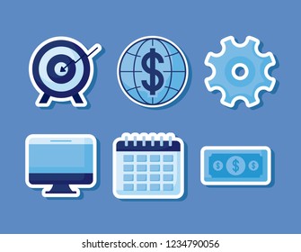 calendar with set icons economy finance
