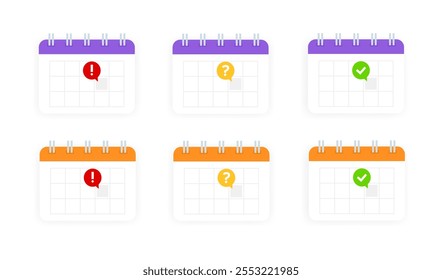 Ícones de conjunto de calendários. Ícones de dia do evento. Estilo plano. Ícones de vetor.