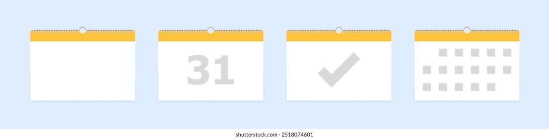 Calendar set icons. Flat style. Vector icons.