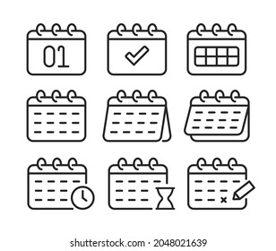 calendar set line icons, high quality icons suitable for business and office graphic assets, web design, apps, banners, etc. EPS 10 vector icon on a white background.