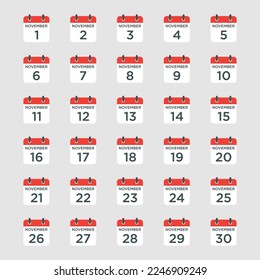 calendar set November icon illustration isolated vector sign symbol