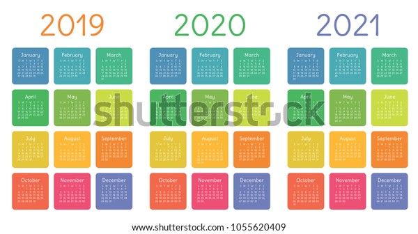 Calendar Set On 2019 2020 2021 Stock Vector (Royalty Free) 1055620409