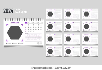 plantilla de calendario para 2024 año. ilustración vectorial