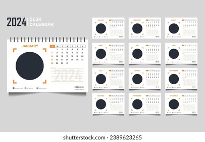 calendar set template for 2024 year. vector illustration