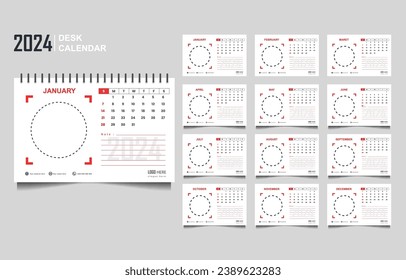calendar set template for 2024 year. vector illustration