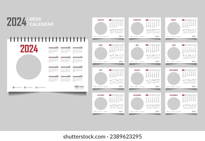 calendar set template for 2024 year. vector illustration