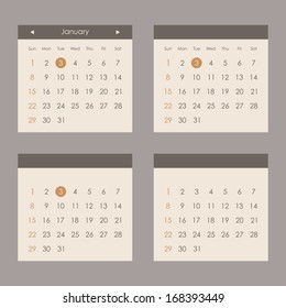 Calendar set. Vector illustration