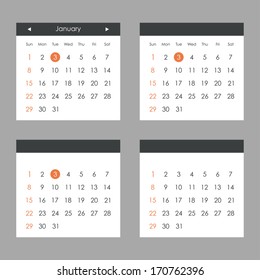 Calendar set. Vector illustration