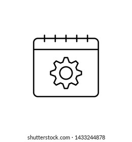 Calendar, setting icon. Simple thin line, outline vector of calendar icons for ui and ux, website or mobile application