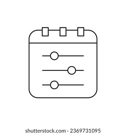 Configuración del calendario. Programar el estilo de línea de icono de ajuste aislado en fondo blanco. Ilustración del vector