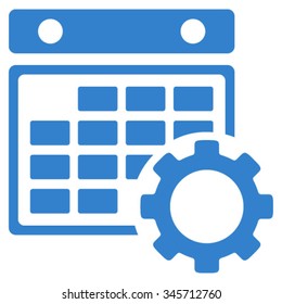 Calendar Setup vector icon. Style is flat symbol, cobalt color, rounded angles, white background.