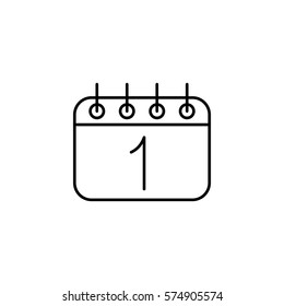 calendar sheet 1 date schedule appointment line icon black on white background